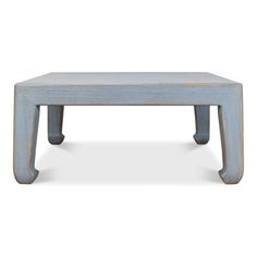 an old blue coffee table on white background