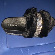 Black Rhinestone Platform Sandals It Does Run Small. So If You Wear A Size 6 You Need The Size 7 Glamorous Black Synthetic Sandals, Black Rhinestone Sandals With Round Toe, Black Rhinestone Round Toe Sandals, Glamorous Bedazzled Black Sandals, Black Bedazzled Sandals For Party, Glamorous Black Sandals With Bling, Glamorous Black Embellished Sandals, Black Bling Sandals For The Beach, Black Bling Sandals For Night Out