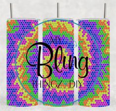 two colorful towels with the words, my bling hic - diy on them