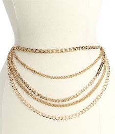 Natasha Accessories Multi Layer Chain Belt | Dillard's Gold Chain Belts, Layer Chain, Chain Belts, Layered Chains, Fashion Belts, Chain Belt, Dillard's, Multi Layering, Gold Chain