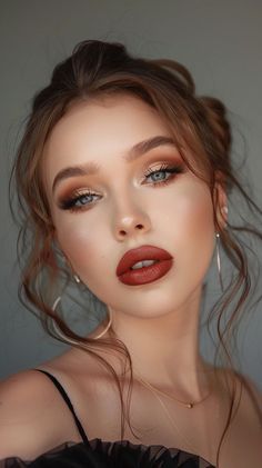 hollywood modals beauty Western Look Makeup, Dark Fall Wedding Makeup, Fall Wedding Bridal Makeup, Wedding Makeup For Copper Hair, Fall Makeup Photoshoot, Southern Makeup, Wedding Makeup Copper, Country Makeup Looks, Red Head Glam Makeup