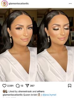 Bridal Makeup With Eyelash Extensions, Bridesmaid Makeup Tan Skin, Dramatic Bridal Makeup For Brown Eyes, Bridal Makeup Hooded Eyes, Makeup Looks Glam, Bride Makeup Brown Eyes, Fall Bridal Makeup, Dramatic Bridal Makeup, Bridal Makeup For Green Eyes