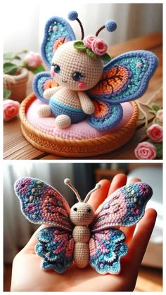 Butterfly Amigurumi, Crochet Butterfly Free Pattern, Crochet Butterfly Pattern, Crochet Butterfly, Crochet Baby Toys, Crochet Animal Patterns