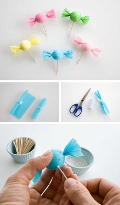 the process for making candy lollipops is shown