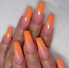 Orange Ombre Nails, Nail Armor, Bright Summer Acrylic Nails, Orange Acrylic Nails, Fresh Nails, Orange Things, Nail Appointment, Ombré Nails