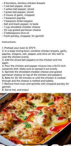 the recipe for chicken parmesan casserole is shown