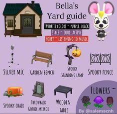 Bella is a cool mouse who enjoys spooky items. She puts the cute in creepy. Animal Crossing Gift Guide, Cottagecore Animal Crossing, Gothic Mirror, Cross Faded, Acnh Designs