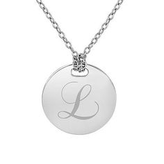 Features: Personalized, MonogrammableJewelry Closure: Spring Ring ClaspLink Construction: SolidShape: CircleStone: No StoneMetal Color: WhiteChain Length: 18 InchPendant Length: 16mmPendant Width: 16mmMetal: Sterling SilverChain Construction: CableAssembled in the US from Imported Materials Silver Monogram Nameplate Necklace, Round Pendant Name Necklace For Personalized Gift, Silver Monogram Medallion Necklace, Customizable White Gold Initial Pendant Necklace, Classic Personalized White Gold Custom Necklace, Silver Medallion Necklace With Monogram, Classic White Gold Personalized Necklace, Classic Personalized Medallion Necklace, Classic Personalized Necklace With Round Pendant