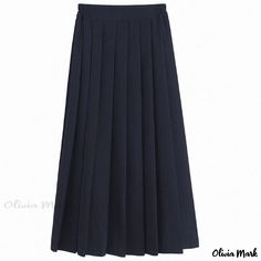 Olivia Mark - Elegant Student Uniform Skirt Navy Long Dress, Student Uniform, Uniform Skirt, Elegant Skirt, Mid Length Skirts, Long Sleeve Maxi, Maxi Dress With Sleeves, Types Of Skirts, Black Skirt