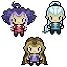 four pixel style avatars are shown in three different styles, each with their own avatar