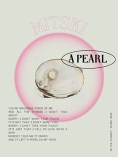 a poster with an image of a pearl on it's back and words above it