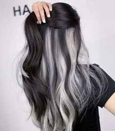 Black And Grey Hair, Black And White Hair, Two Toned Hair, White Hair Color, Hair Color Underneath, Peekaboo Hair, Gothic Hairstyles, Hair Streaks, Dyed Hair Inspiration