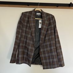 Urban Outfitters Brown Plaid Blazer Urban Outfitters Long Sleeve Workwear Outerwear, Brown Plaid Blazer, Urban Outfitters Jacket, Brown Plaid, Plaid Blazer, Colored Blazer, Suit Jackets, Blazer Suit, Urban Outfitters