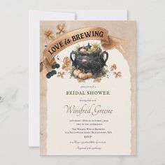 Love is Brewing Halloween Bridal Shower Invitation Pumpkins Illustration, Halloween Bridal Showers, Gothic Wedding Theme, Watercolor Bridal Shower Invitations, Halloween Wedding Invitations, Love Is Brewing, Fall Bridal Shower Invites, Witch Cauldron, Invitations Ideas