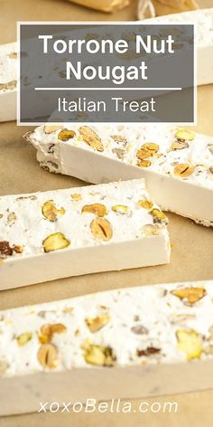 homemade nougat made with almonds and white chocolate