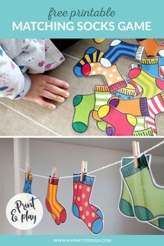 the free printable matching socks game is perfect for toddlers to play with