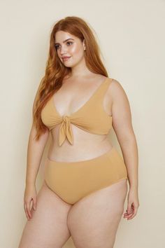 The seamless style has an adjustable front tie knot and thick straps for optimal comfort. You'll set sail in style and catch a tan that never fades. Instagram Outfits, Simple Chic, Plus Size Swimsuits, High Waist Bottoms, Set Sail, Balboa, Plus Size Swimwear, Low Back, Clothes For Sale