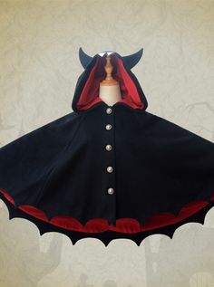 Buy Devils Ears Bat Lolita Autumn Winter Black Woolen Cloak on Lolitain.com. Choose your perfect classic lolita dress, gothic lolita dress, and more. Regular discounts up to 50% off. Style Kawaii, Hooded Poncho, Hoodie Coat, Kawaii Clothes, Harajuku Fashion, Cosplay Outfits, Lolita Dress, Gothic Lolita, Mode Vintage