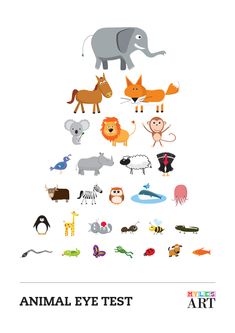 an animal eye test poster with various animals