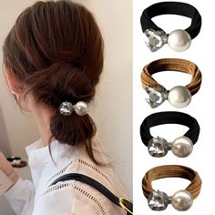 PRICES MAY VARY. 💎【Pearl Hair Scrunchies】These cotton scrunchies for women are handmade from high-quality pearls and durable rubber bands so you can trust that they won't slip out of your hair. Our decorative hair ties ponytail holders are very soft thick stretchy durable so they won't tangle and damage your hair. 💎【Fashionable Design】Sparkling diamonds and beautiful plump pearls whether as a hair accessory or wrist decoration our elastics scrunchies for women are a great choice. Plus it‘s wor Ponytail Accessories, Overnight Hair Mask, Cotton Scrunchies, Overnight Hairstyles, Diamond Hair, Weave Hair, Amazon Hacks, Rhinestone Hair, Hair Scrunchies