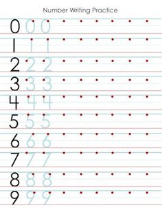 the number writing practice sheet with numbers and letters on it, as well as an image of