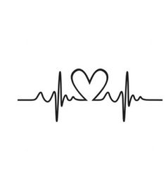 a heartbeat with two hearts on it and the word love is written in black ink