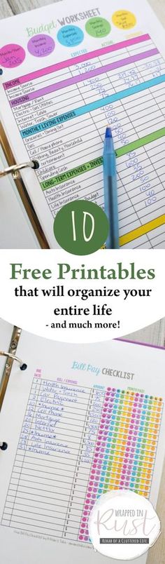 the top ten free printables that will organize your home