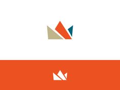 the letter k is made up of two triangles and has an orange, blue, white and grey color scheme