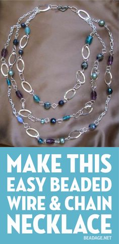 this is an easy beaded wire and chain necklace with instructions to make it easier