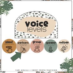 an advertisement for voice levels with different types of speech and language, including the words