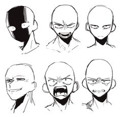 an image of the faces of anime characters with different facial expressions and haircuts