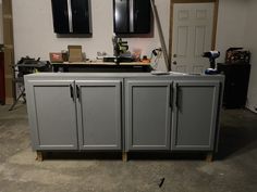 the cabinets are being built and ready to be installed in the garage or office area