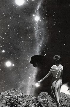 an image of a woman looking at the stars in the sky