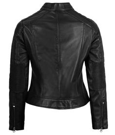 Black Biker Leather Jacket For Women
Feast your eyes on this stunning black biker leather jacket for women! This black jacket is crafted from high-quality top lambskin leather. It boasts details such as an upright collar, padded shoulder, arms, and sleeves, multiple pockets, and skin-friendly internal polyester lining. The perfect slim-fit jacket for the day to night, this versatile piece can be worn in many different ways. Edgy Fitted Leather Jacket For Motorcycling, Fitted Moto Biker Jacket With Padded Collar, Moto Style Fitted Biker Jacket With Padded Collar, Fitted Biker Leather Jacket For Winter, Fitted Moto Leather Jacket For Biker Events, Fitted Black Biker Jacket With Padded Collar, Chic Fitted Biker Jacket For Biker Events, Fitted Moto Leather Jacket For Motorcycling, Fitted Moto Leather Jacket For Work