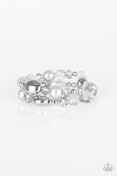 Downtown Dazzle - Silver Pearl Bracelet - Paparazzi Silver Pearl Bracelet, Smoky Crystal, Bracelet Set Silver, Jewelry Bracelets Silver, Band Bracelet, Paparazzi Accessories, Affordable Jewelry, Paparazzi Jewelry, Sparkling Crystal