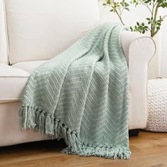 Zig-Zag Chenille Throw Blanket - BATTILO HOME Checkered Decor, Green Throw Blanket, Chenille Blanket, Lazy Weekend, Chenille Throw, Green Throw, Woven Throw Blanket, Knit Throw Blanket, Sofa Blanket