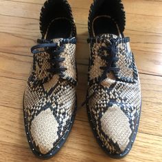 Only Worn Twice, In Mint Condition. 1” Heel. Freda Salvador Embossed D'orsay Flats Leather Animal Print Round-Toes With Cutout Accent Lace-Up Closure At Uppers Freda Salvador, Black Cream, Snake Skin, Flat Shoes Women, Mint Condition, Loafer Flats, Animal Print, Loafers, Mint