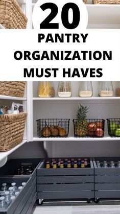 the pantry organization must have lots of items in it to keep them organized and clean