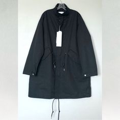 Oversized Fit Parka. High Neck With Long Sleeves With Adjustable Drawstring At Waist And Hem . Welt Pockets At Hip With Adjustable Hem. - New With Tags - Size: S - M In Black - Drawstring At Waist & Hem - Long Sleeves; Adjustable Cuffs - Double Welded Slanting Flap Pockets At Hip - Zip-Up Front Hidden By A Snap-Button Placket - Approx. Measurements: 25" Pit To Pit, 26.5" Waist, 23.25" Shoulder, 23.5" Sleeve, 37.5" Length Zara Man Shirts, Zara Leather Jacket, Brown Trench Coat, Men's Trench Coat, Fall Winter Jacket, Mens Puffer Jacket, Printed Denim Jacket, Brown Suits, Classic Jacket