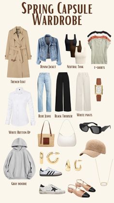 Looking for a Spring Capsule Wardrobe for 2024? This minimal-chic capsule wardrobe for spring is easy to create & great for transitional weather! Whether you’re looking for classy, neutral, minimalist, or casual spring capsule wardrobe ideas, we have everything you need to build the perfect minimalist spring wardrobe for women. Spring outfits 2024 trends. Spring Minimalist Capsule Wardrobe, Spring Travel Capsule Wardrobe 2024, Spring Capsule 2024, Spring Jackets For Women 2024, Minimalist Spring Wardrobe, Spring Outfits 2024 Trends Women Casual, Teen Capsule Wardrobe, Spring Capsule Wardrobe 2024, Casual Spring Capsule Wardrobe