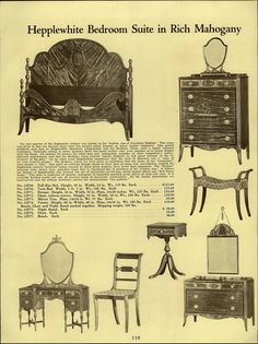 an old advertisement with furniture and accessories in black and white, from the early 1900's