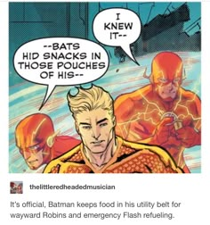 an image of the flash man and his friends talking to each other with caption