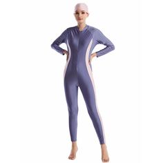 Women One-piece Swimsuit Burkinis Swimwear High Stretch Unitard For Swimming, Fitted One-piece Diving Bodysuit, Sporty Fitted Bodysuit For Pool, Fitted Unitard For Swimming, Fitted Solid Color Unitard For Swimming, Solid Fitted Unitard For Swimming, Poolside Fitted Purple Bodysuit, Fitted Purple Bodysuit For Poolside, Stretch One Pieces With Lined Body For Sports