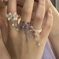 Rings Aesthetic, Diy Bracelets Patterns, Beaded Jewelry Tutorials, Bracelet Diy