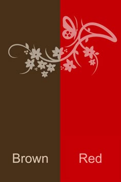 two red and brown cards with flowers on them, one has the word'brown'in