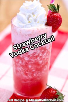 This Strawberry Vodka Cocktail is an easy dessert cocktail made with just a few ingredients for any get together or special occasion like Valentine's Day. Strawberry Smirnoff Drinks, Fancy Mixed Drinks, Vodka Valentine Cocktail, Vodka Valentines Drink, Fun And Easy Cocktails, Vodka Strawberry Cocktail, Valentines Day Mixed Drinks, Whip Cream Vodka Recipes