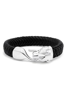 Effy Men's 925 Sterling Silver and Genuine Italian Leather Bracelet  Metal: Sterling Silver Metal Color: N/A Length: 8" Bracelet Metal, Effy Jewelry, Metal Bracelets, Metal Color, Italian Leather, Sterling Silver Bracelets, Rope Bracelet, Metallic Silver, Leather Bracelet