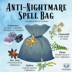 Things To Put Under Your Pillow, Nightmare Spell Witchcraft, Witchy House Keeping, Ward Off Bad Dreams, Sleep Pouch Spell, Witch Ball Recipe, Under Pillow Spells, Sleep Spell For Others, Herbs For Nightmares