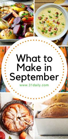 what to make in september collage with text overlay and images of baked goods