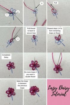 instructions to crochet an easy flower with the help of knitting thread and yarn